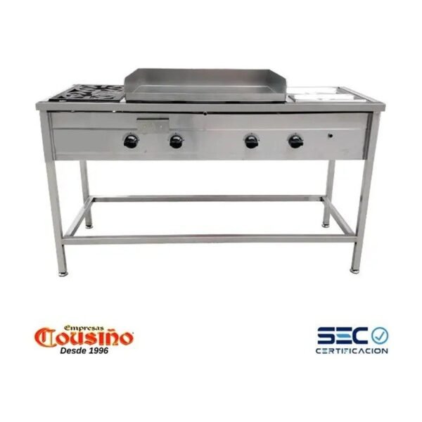 Lonchera churrasquera de 50×70 cm con 2 quemadores de 15 cm Cousiño