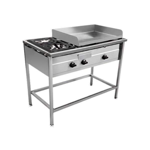 Plancha churrasquera 50×70 cm con 2 quemadores Cousiño